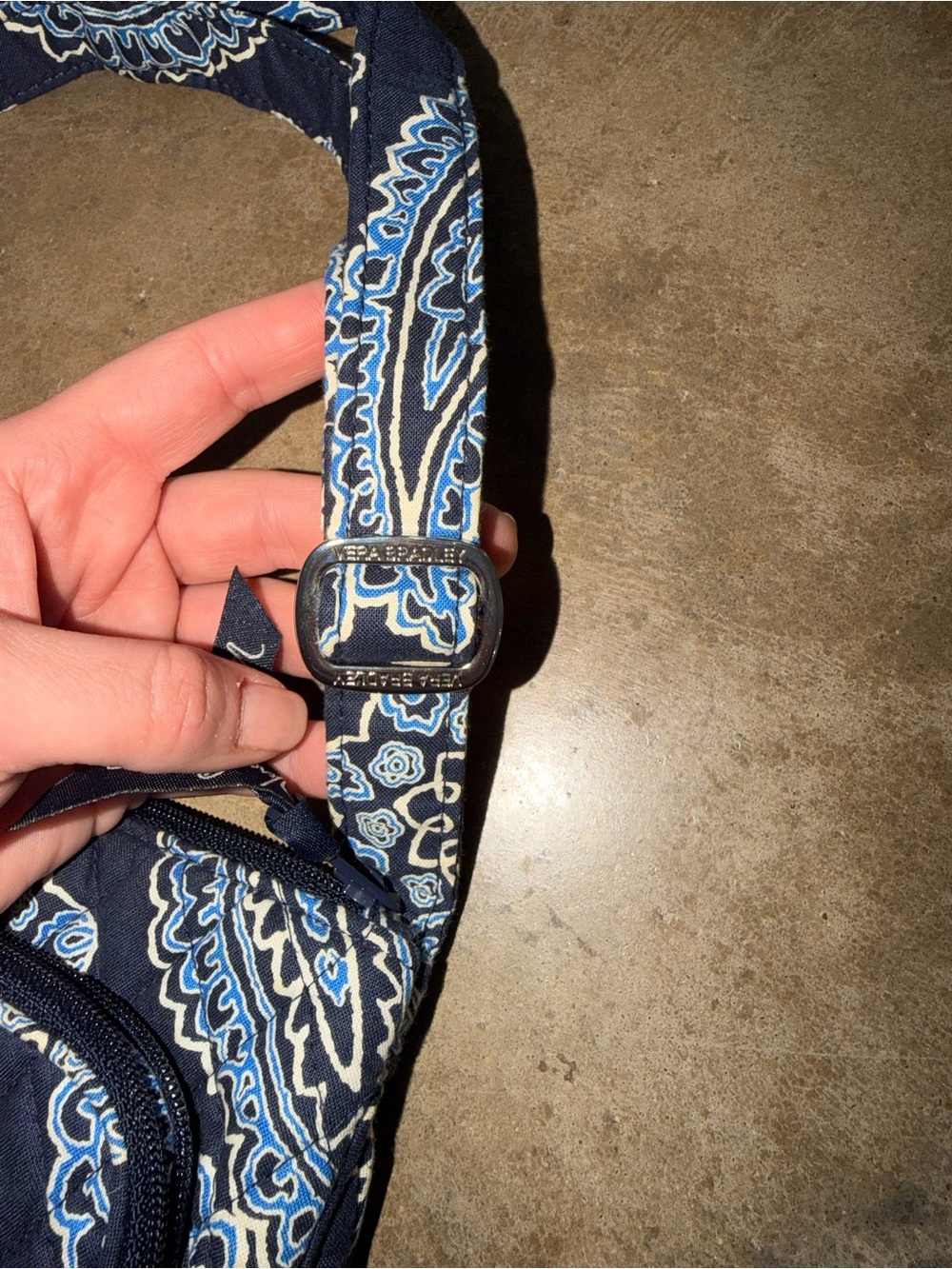 Vera Bradley RFID Little Hipster Navy Paisley Quilted Crossbody Bag - Picture 8 of 10